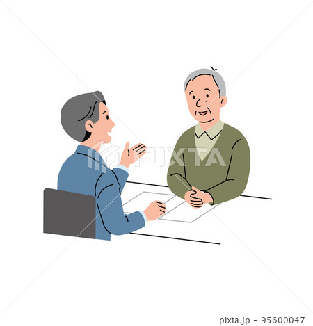 スーツ姿の男性に相談する男性　線なし 95600047