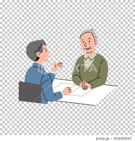 スーツ姿の男性に相談する男性　線なし 95600047