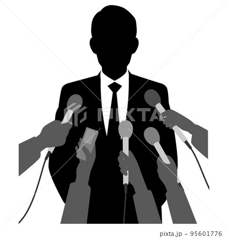 記者会見する男性ビジネスマン 95601776