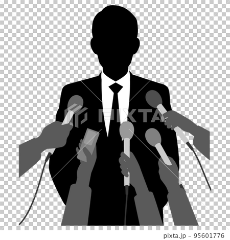 Male businessman holding a press conference 95601776
