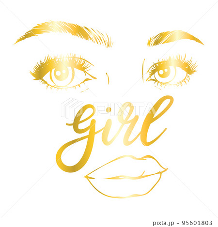 Eyelash extension logo. Makeup with gold glitter. Vector illustration Eyelash extension logo. Makeup with gold glitter. Vector illustration 95601803
