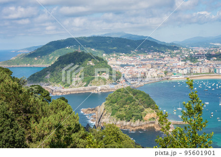 Aerial view of San Sebastian, Donostia, Spain on a beautiful summer day Aerial view of San Sebastian, Donostia, Spain on a beautiful summer day 95601901