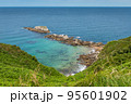 Aerial view of Zarautz cliff, Donostia, Spain on a beautiful summer day 95601902