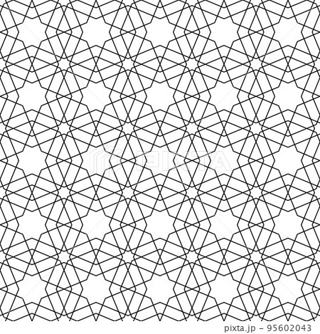 Seamless geometric ornament based on traditional islamic art. Black and white. Seamless geometric ornament based on traditional islamic art. Black and white. 95602043