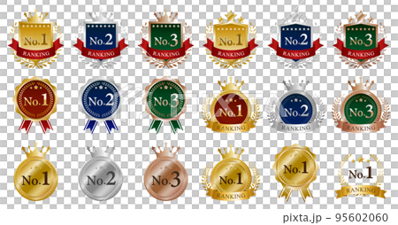 Three-dimensional medal illustration ranking icon material set (3) 95602060