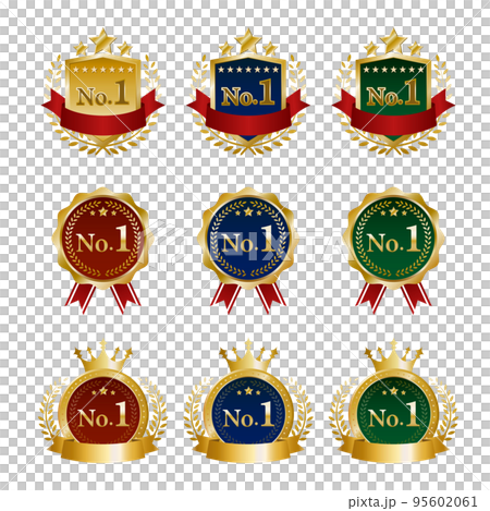 Three-dimensional medal illustration ranking icon material set ④ 95602061