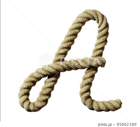 old natural fiber rope bent in the form of letter A old natural fiber rope bent in the form of letter A 95602160