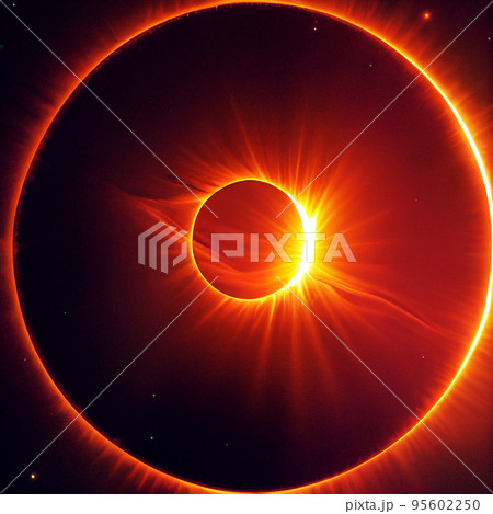 Illustration of a partial solar eclipse. A solar eclipse occurs when the Moon passes between Earth and the Sun, thereby obscuring Earth's view of the Sun, totally or partially. 95602250