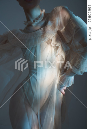 Sexy model in transparent dress. 95602995