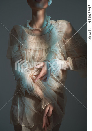 Sexy model in transparent dress. 95602997