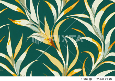 Watercolor tropic leaf seamless pattern, Hawaii tropic background Watercolor tropic leaf seamless pattern, Hawaii tropic background 95603430