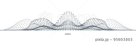 Vector abstract composition made of particles and wireframe. Concept design of digital landscape, data array, signal. 95603803