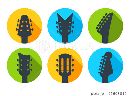 Guitar acoustick pick vector design icon flat logo. Mediator guiatar music symbol headstock 95603812