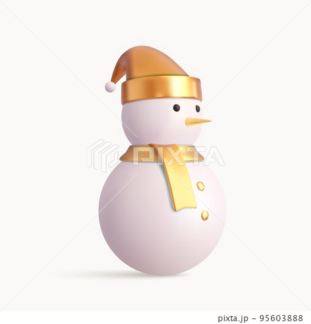 3d cute snowman with Xmas hat. 3d cute snowman with Xmas hat. 95603888