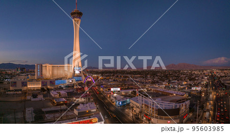 Panoramic aerial view of the Las Vegas Strip. Stretch of South Las Vegas Boulevard in Nevada that is known for its concentration of hotels and casinos. Panoramic aerial view of the Las Vegas Strip. Stretch of South Las Vegas Boulevard in Nevada that is known for its concentration of hotels and casinos. 95603985