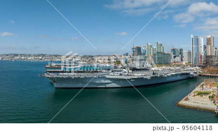 Mighty USS Midway - an aircraft carrier of the United States Navy, the lead ship of its class. Commissioned a week after the end of World War II it is now a museum ship Mighty USS Midway - an aircraft carrier of the United States Navy, the lead ship of its class. Commissioned a week after the end of World War II it is now a museum ship 95604118