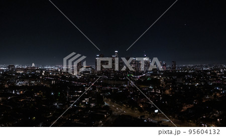 View of Downtown Los Angeles from the Hollywood Hills. Interstate 101 is shown in the foreground. View of Downtown Los Angeles from the Hollywood Hills. Interstate 101 is shown in the foreground. 95604132