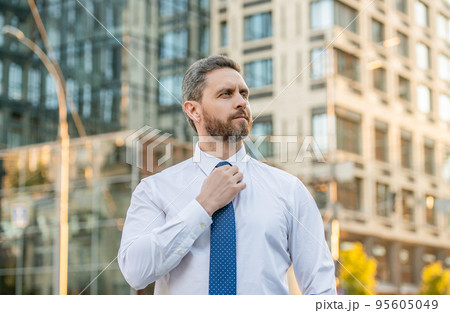 adult business executive outdoor. business executive in shirt. caucasian business executive 95605049