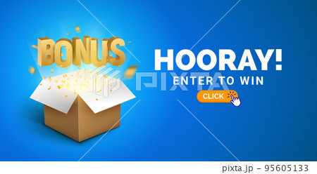 Giveaway quiz bonus announcement concept banner poster. Gift box prize bonus open box. 95605133