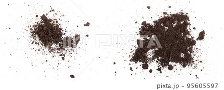 Pile of soil isolated on white background, top view Pile of soil isolated on white background, top view 95605597