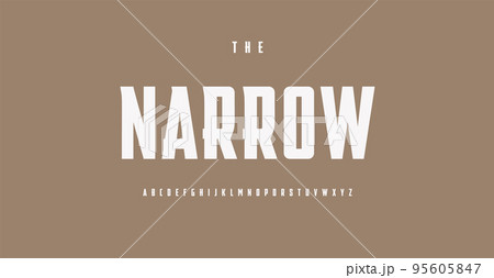 Narrow font modern large alphabet, bold high letters for oldschool logo, western monogram, powerful headline. Monumental typography for collage sport team sportswear. Vector typeface 95605847