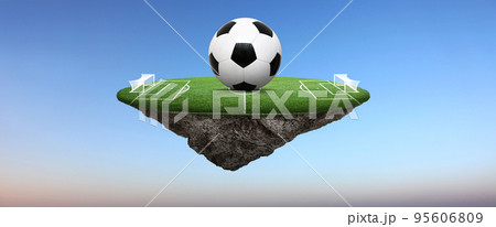Soccer ball on green playground. Soccer concept 95606809