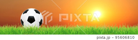 Soccer ball on green playground. Soccer concept 95606810