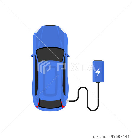 Electric car charger top view. Battery car hybrid recharge vector icon Electric car charger top view. Battery car hybrid recharge vector icon 95607541