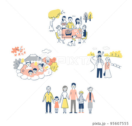 家族のさまざまなシーン　セット 95607555