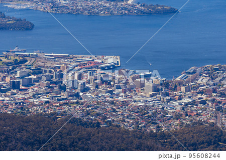 View from Mt Wellington over Hobart Tasmania Australia 95608244
