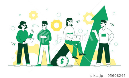 Business management, sales growth and strategy marketing. Company growth profit vector symbols illustrations. Productive strategy development 95608245