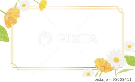 ナチュラルでボタニカルな花のイラスト上下斜め背景 95608411
