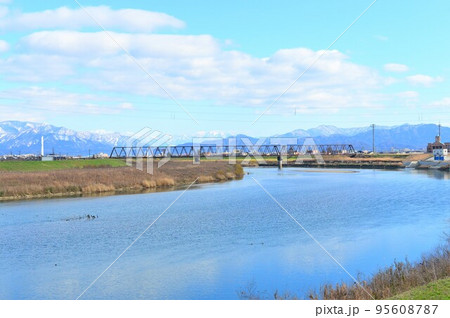 九頭竜川と鉄橋 95608787