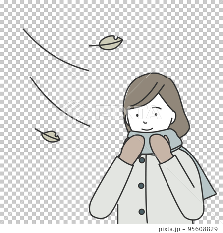 戴圍巾和手套的年輕女子 95608829