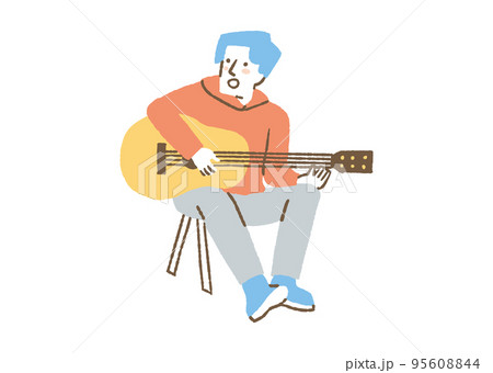 ギターを弾いている男性_色 95608844