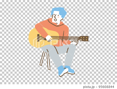 ギターを弾いている男性_色 95608844