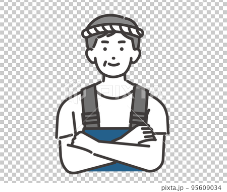腕組をする漁師（水産業関係）の男性のベクターイラスト素材／海鮮／水揚げ／第一次産業 95609034