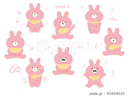 スタイをつけたうさぎちゃん　あしらい付きセット 95609045