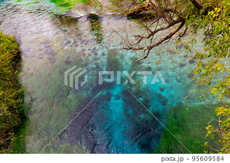 Blue Eye spring , more than fifty metre deep natural pool with clear, fresh water, near Sarande in Vlore Country in southern Albania Blue Eye spring , more than fifty metre deep natural pool with clear, fresh water, near Sarande in Vlore Country in southern Albania 95609584