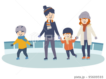 スケートを楽しむ家族のイラスト 95609593