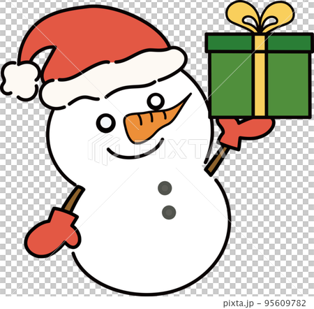 一個帶著禮物的雪人的插圖 95609782