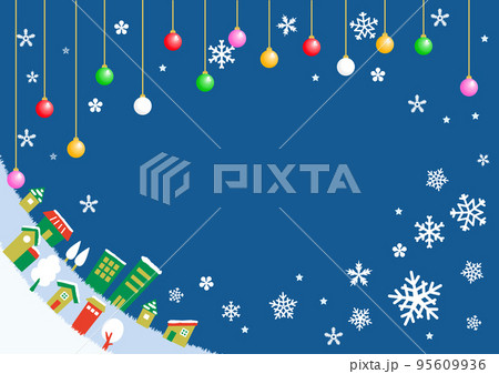 クリスマス背景素材 キラキラ綺麗な街並み ブルー クリスマス背景素材 キラキラ綺麗な街並み ブルー 95609936