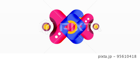 Creative geometric wallpaper. Minimal bubble arrow and circle abstract background. Techno business template for wallpaper, banner, background or landing 95610418