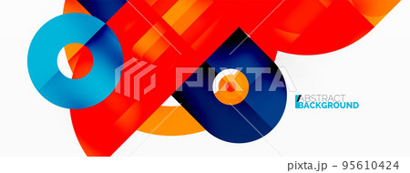 Creative geometric wallpaper. Minimal abstract background. Bright color geometric shapes on white backdrop. Business template for wallpaper, banner, background or landing 95610424