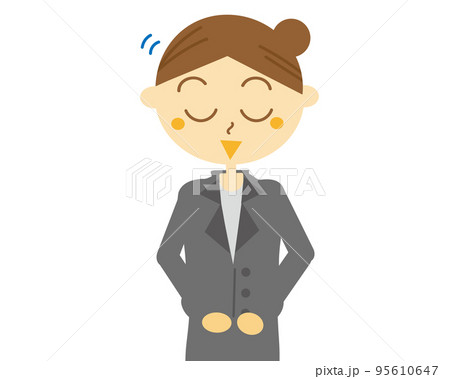 スーツを着て挨拶をしている女性会社員のイラスト・いらっしゃいませ・窓口・従業員 95610647