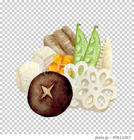 Illustration of simmered New Year dishes 95611267