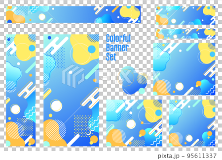 フレーム素材_メンフィス柄_青 95611337