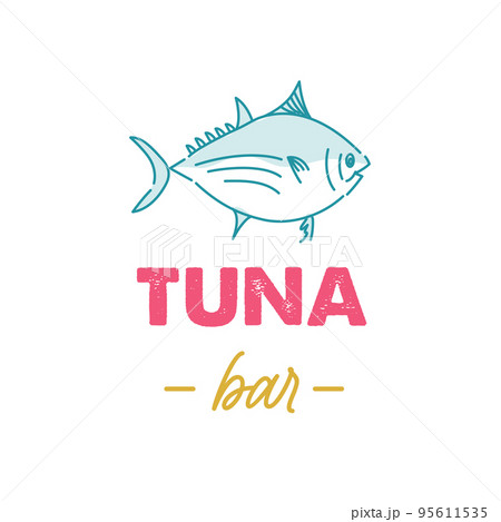 Logo template with tuna for fish restaurant or bar on white background 95611535