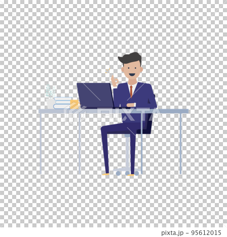 カメラ目線でバッチグーと言うビジネスマンのイラスト素材 95612015