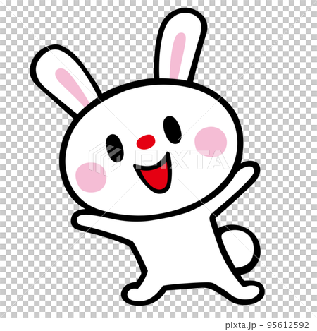 両手を上げるウサギ 95612592
